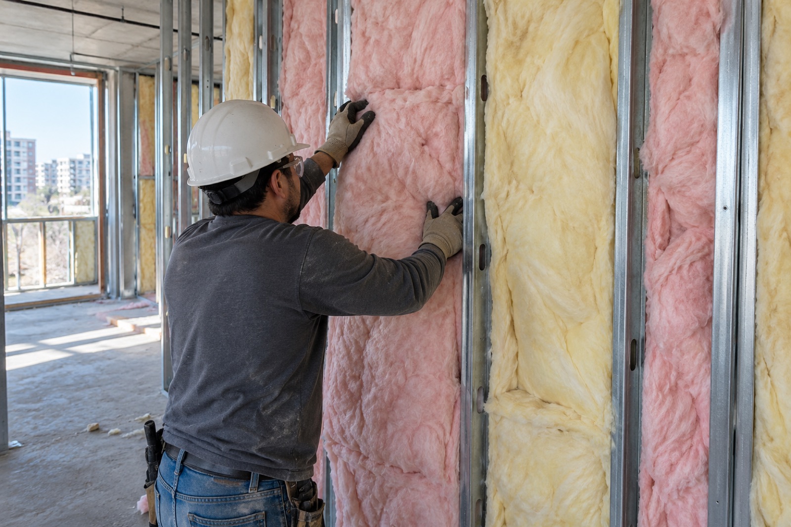 Batt insulation between metal studs